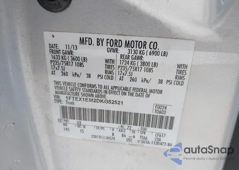 2013 Ford F-150 Stx from USA, damaged, VIN 1FTEX1EM2DKG52521